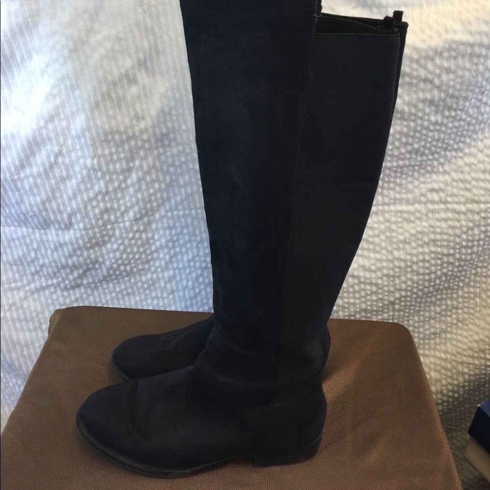 Sexy 20” black jack over knee biker boots size 8